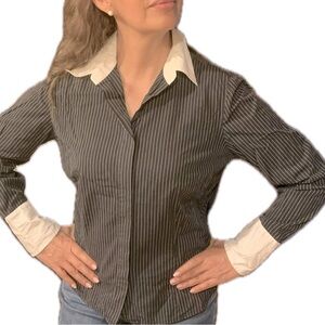 Ecologie Shirt Womens Medium Linen Blouse Long Sleeve Button.